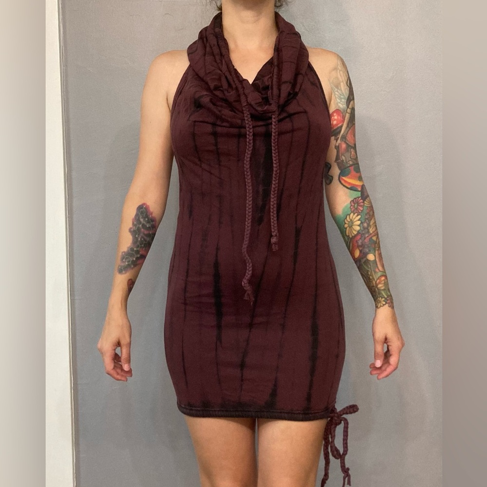 Elegant Burgundy Halter Dress